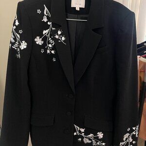 Cinq A Sept- Embroidered Black Floral Blazer